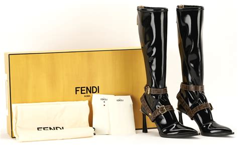 fendi patent lather boots|Fendi patent knee high boots.